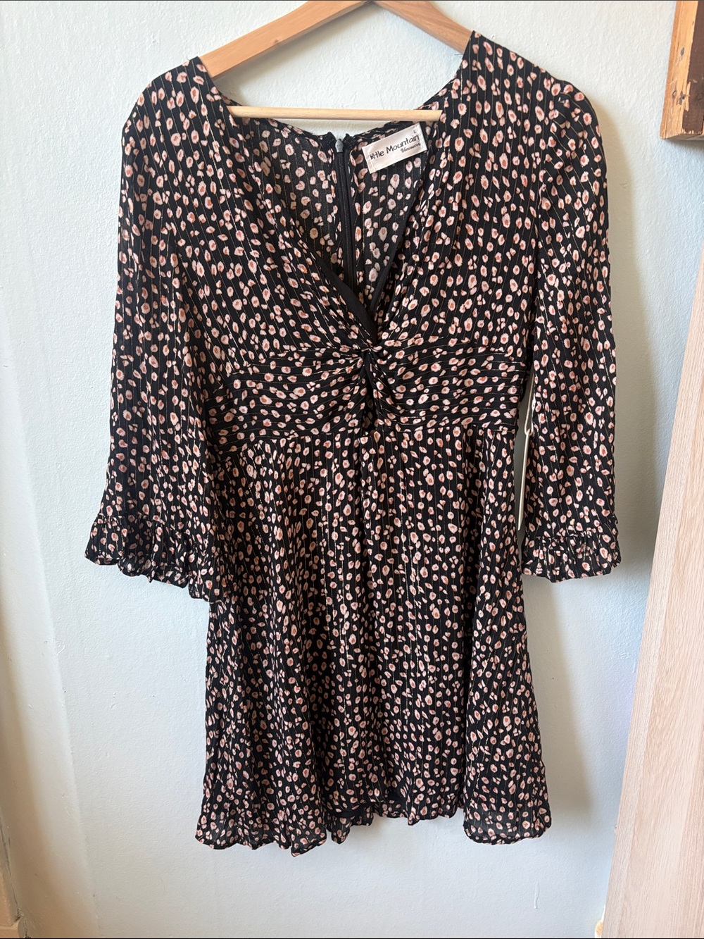 Little Mountain Black Dress with orange and gold Leopard Print